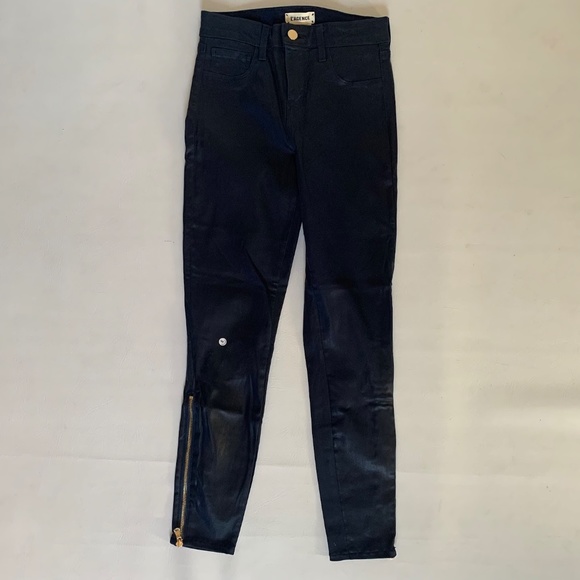L’AGENCE Sabine High Rise Coated Skinny Jeans Navy "Deep Cove" - Picture 7 of 15